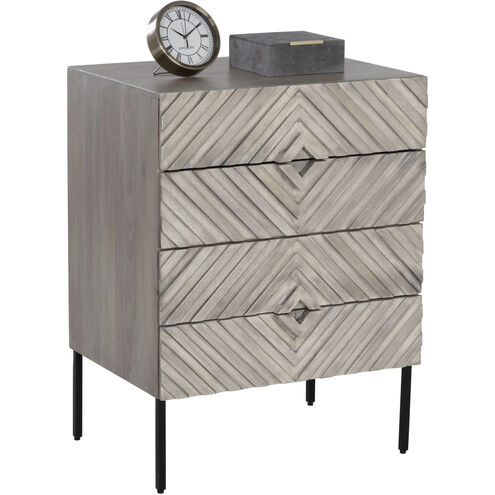 Noemi 32 X 24 inch Light Grey / Black Night Stand